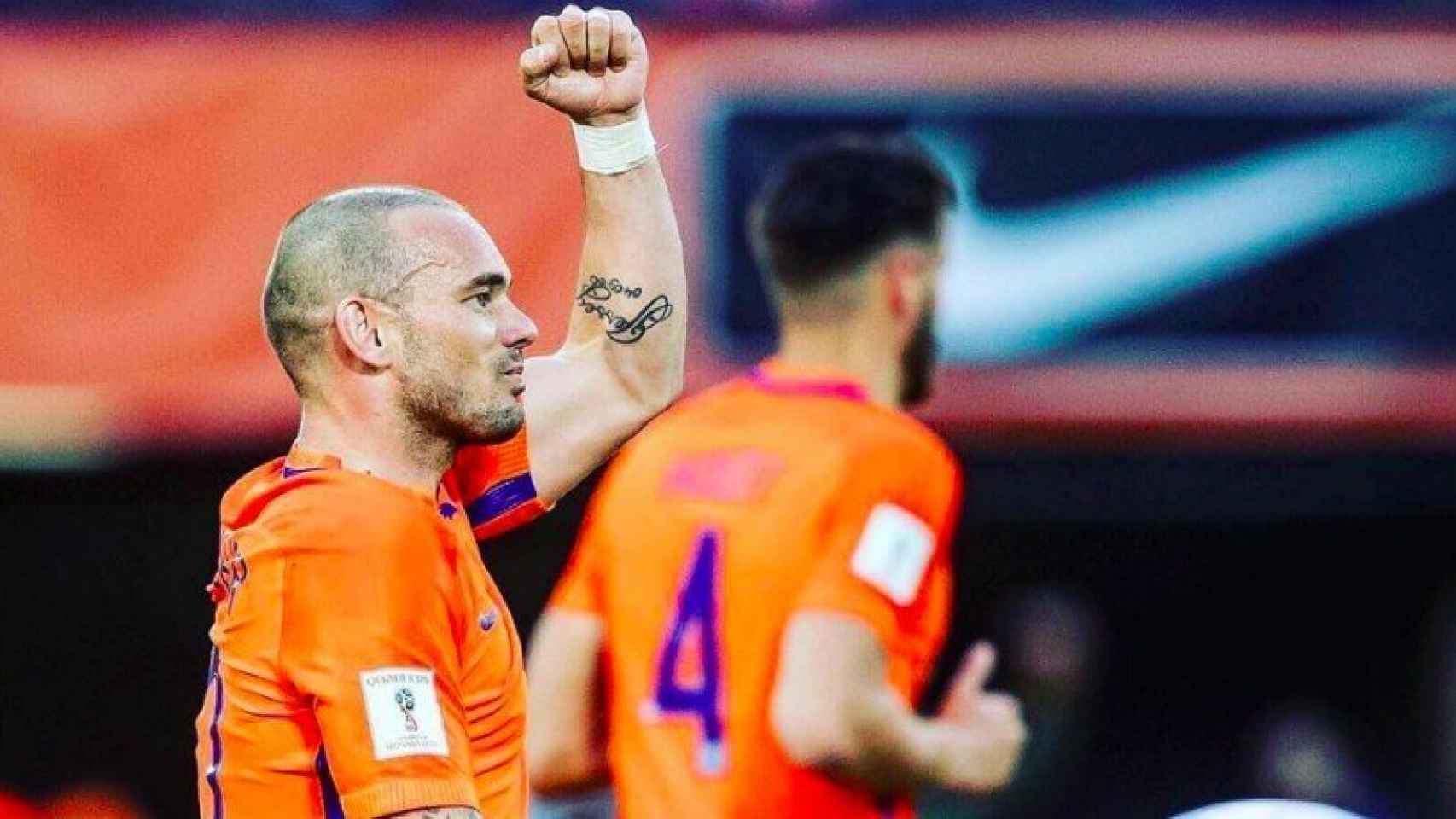 Sneijder con Holanda. Foto Instagram (@sneijder10official)