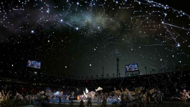 Galaxia de realidad virtual creada con la tecnología de Brainstorm durante la inauguración de los Juegos Olímpicos de Invierno. / NBC