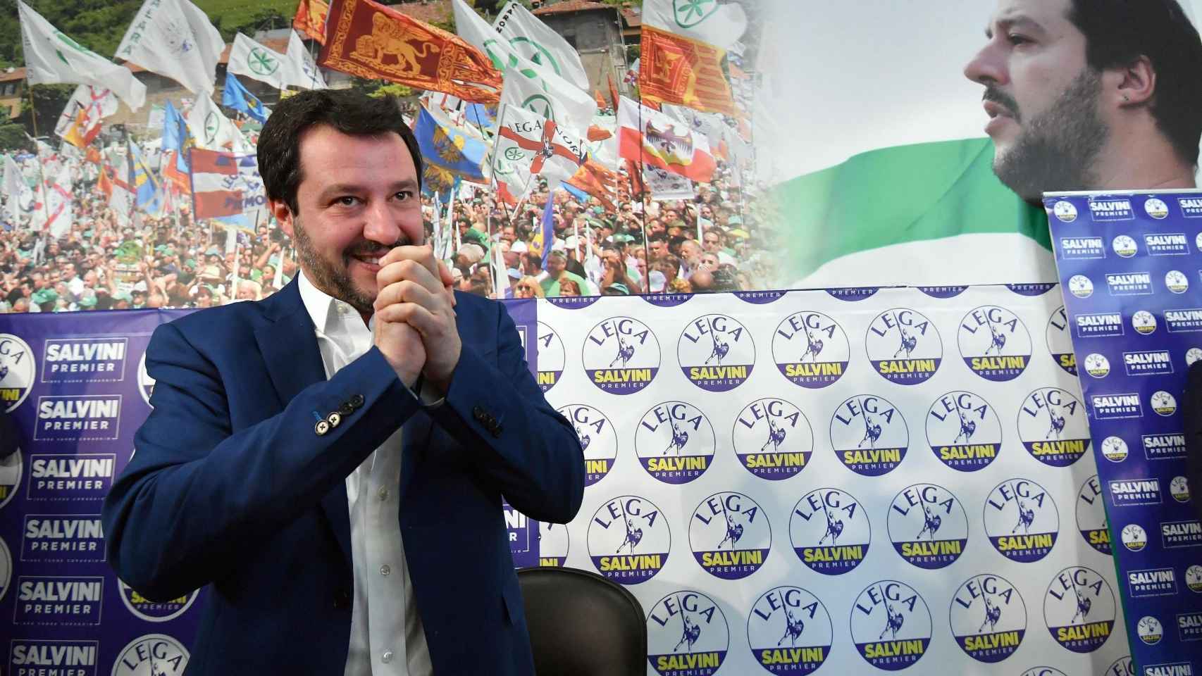 Matteo Salvini, líder de Liga Norte, celebra su gran resultado en los comicios.