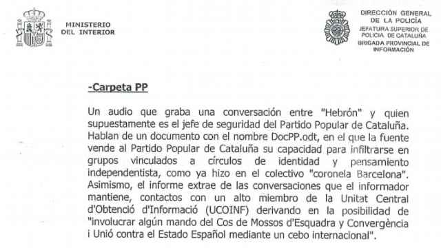 Informe de la Policía Nacional sobre la documentación que intentaron destruir los mossos.