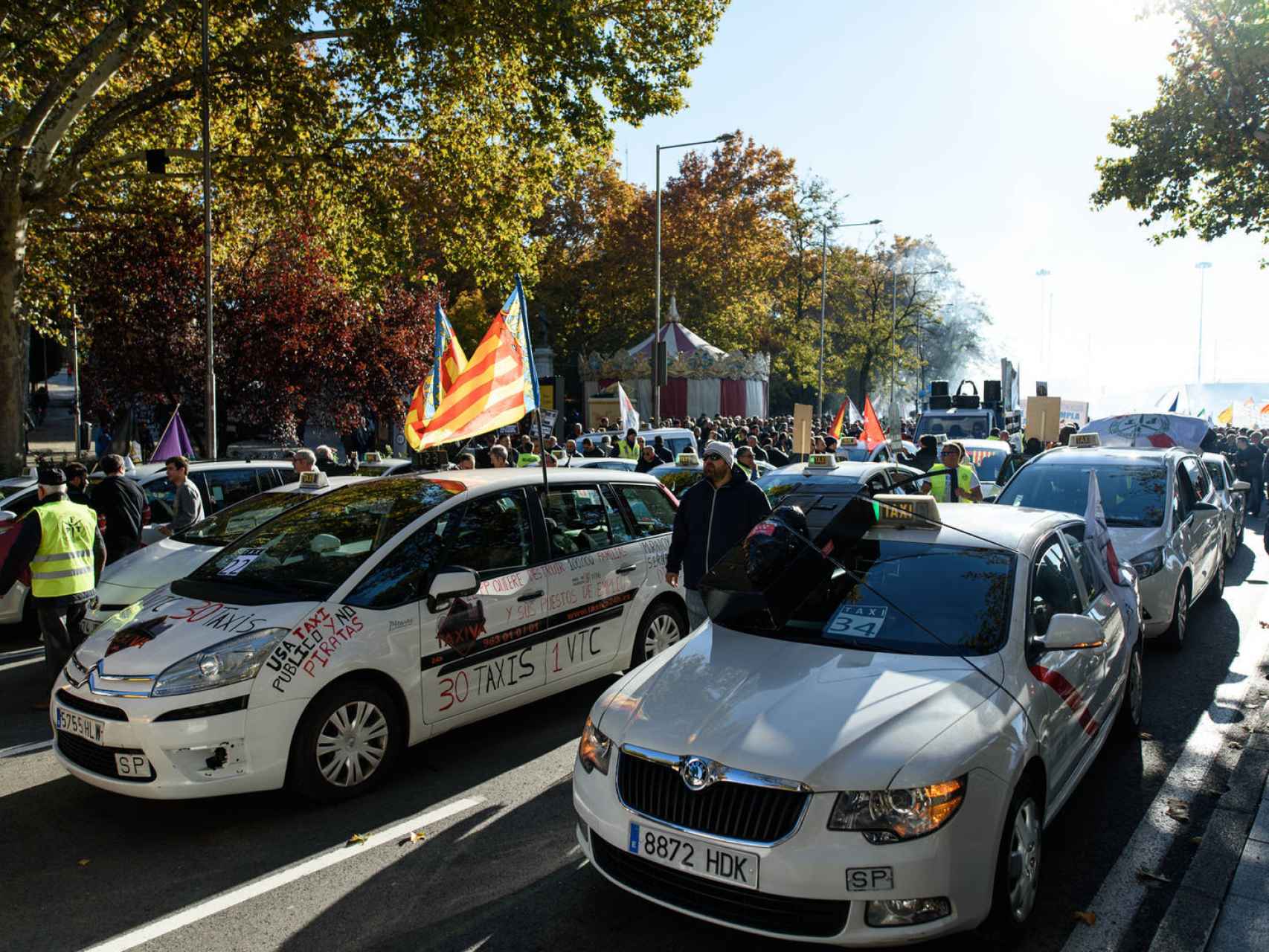 El Taxi de Baleares durante una manifestación para reclamar el 1/30 en el sector.