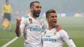 Carvajal y Cristiano celebran su gol al PSG