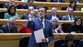 El presidente del Gobierno, Mariano Rajoy, este martes en el Senado.