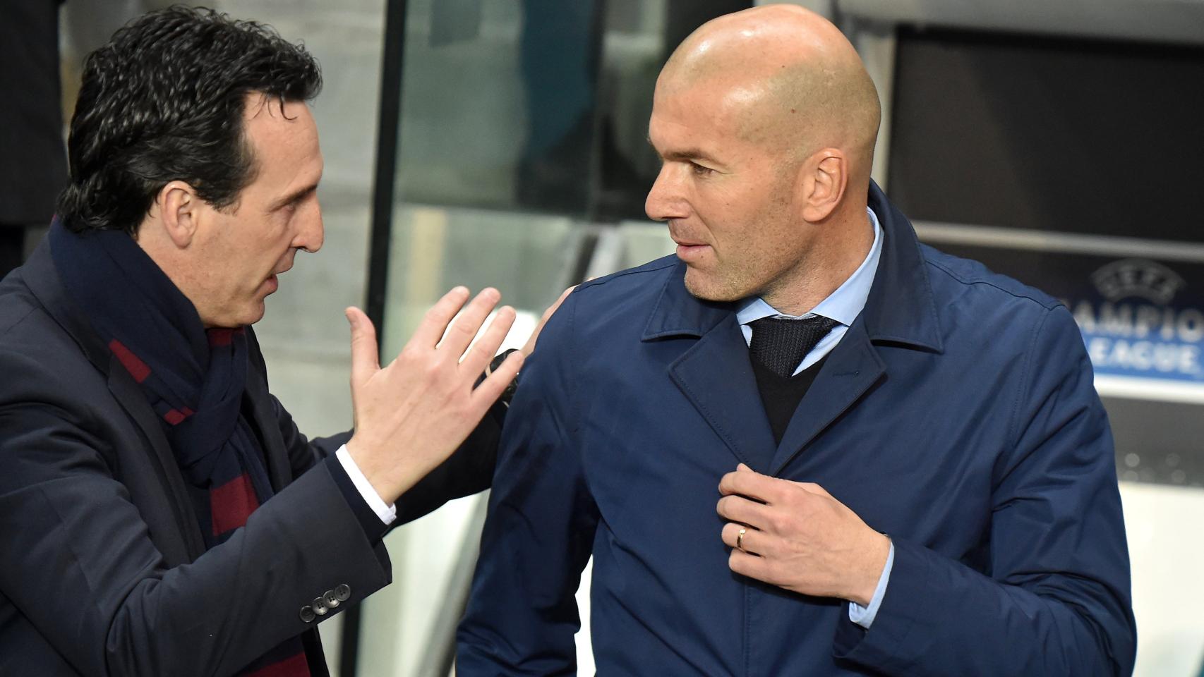 Zidane saluda a Emery, al que superó en el PSG  - Real Madrid.
