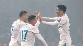 Asensio y Lucas celebran el gol de Cristiano