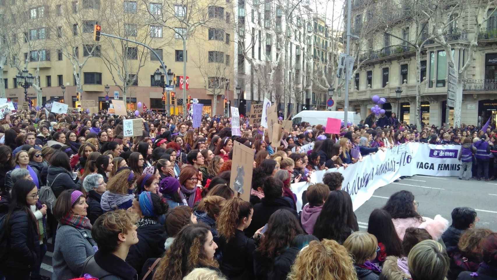 Marcha feminista en Barcelona.
