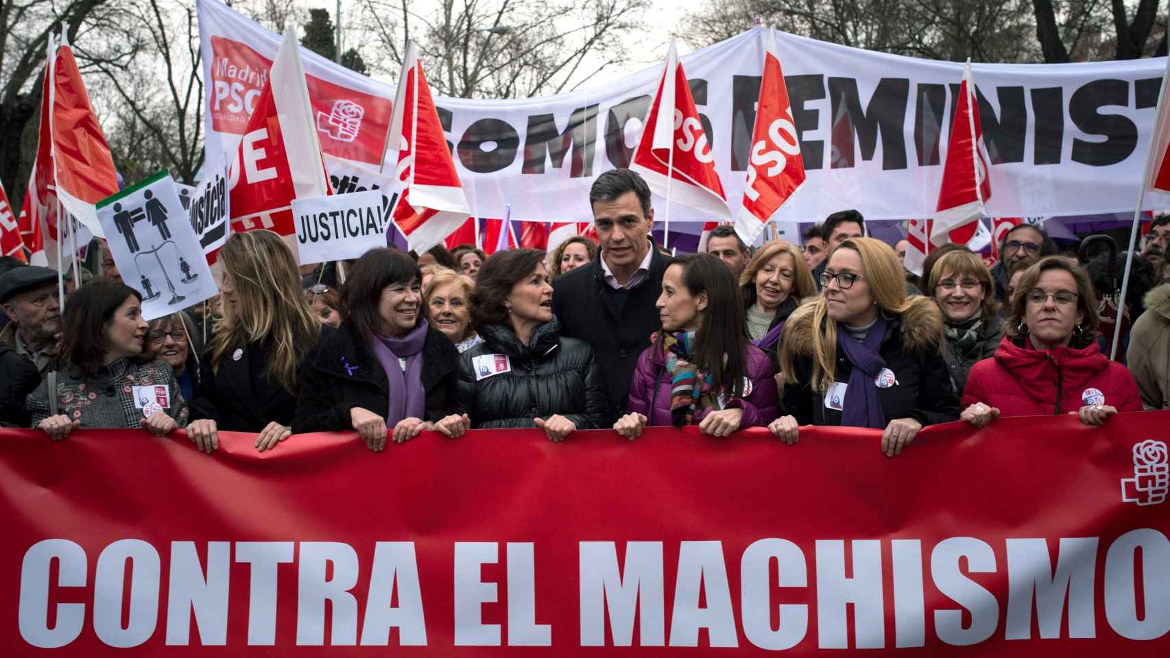 Políticos del PSOE, en la manifestación en Madrid.