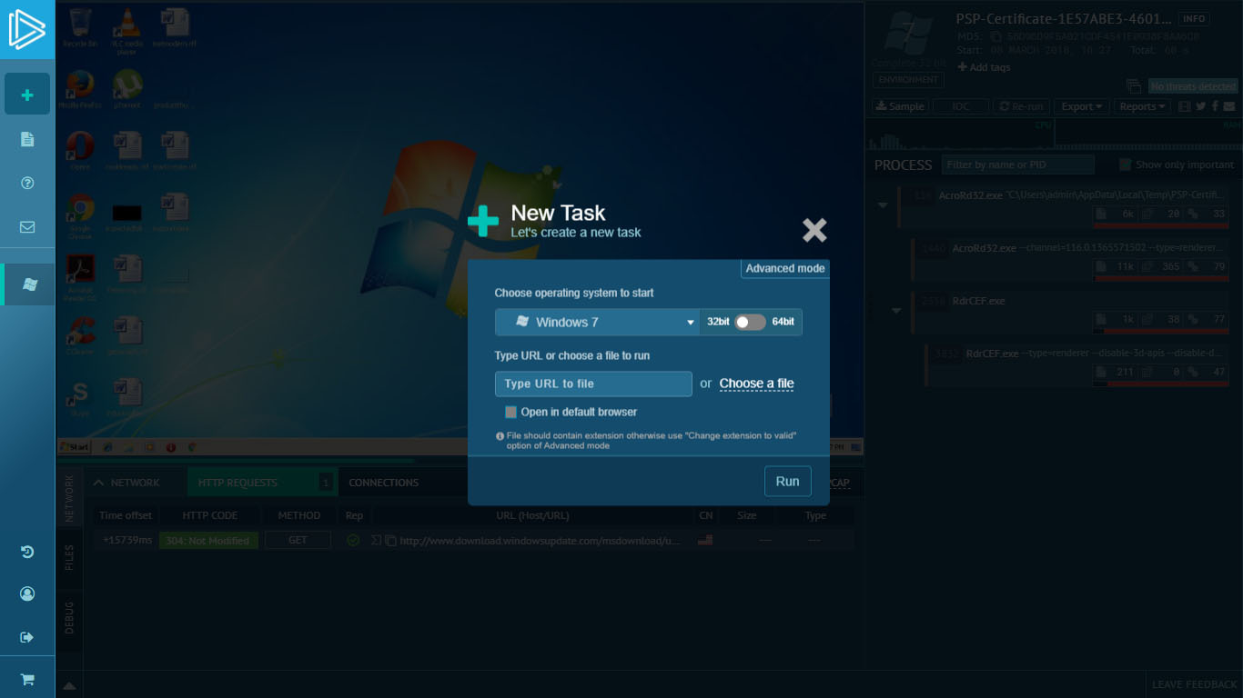 any.run comprobador de virus online cargar documento