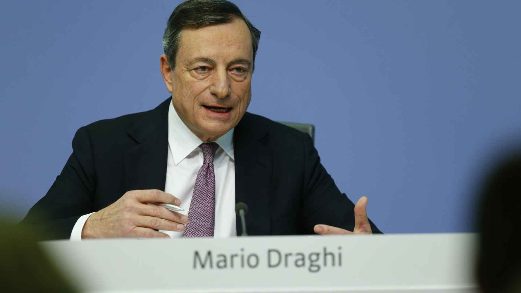 El presidente del BCE, Mario Draghi, durante la rueda de prensa