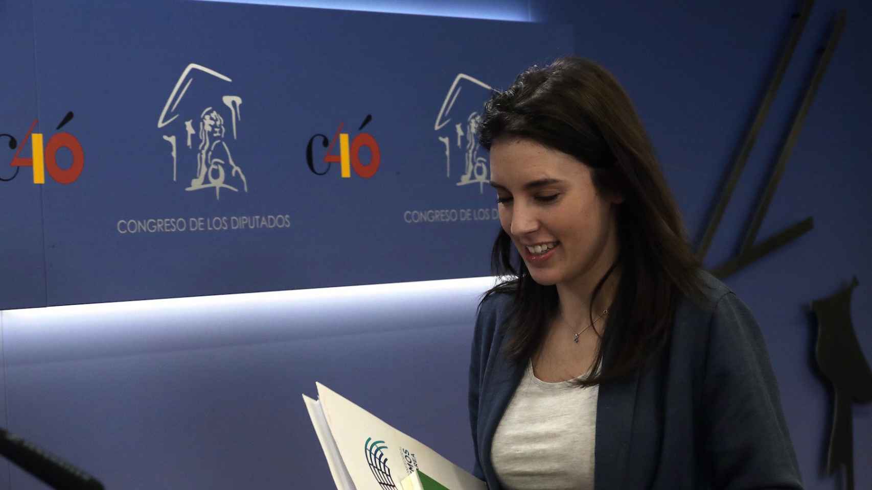 Irene Montero, portavoz del grupo Unidos Podemos, este martes en el Congreso.