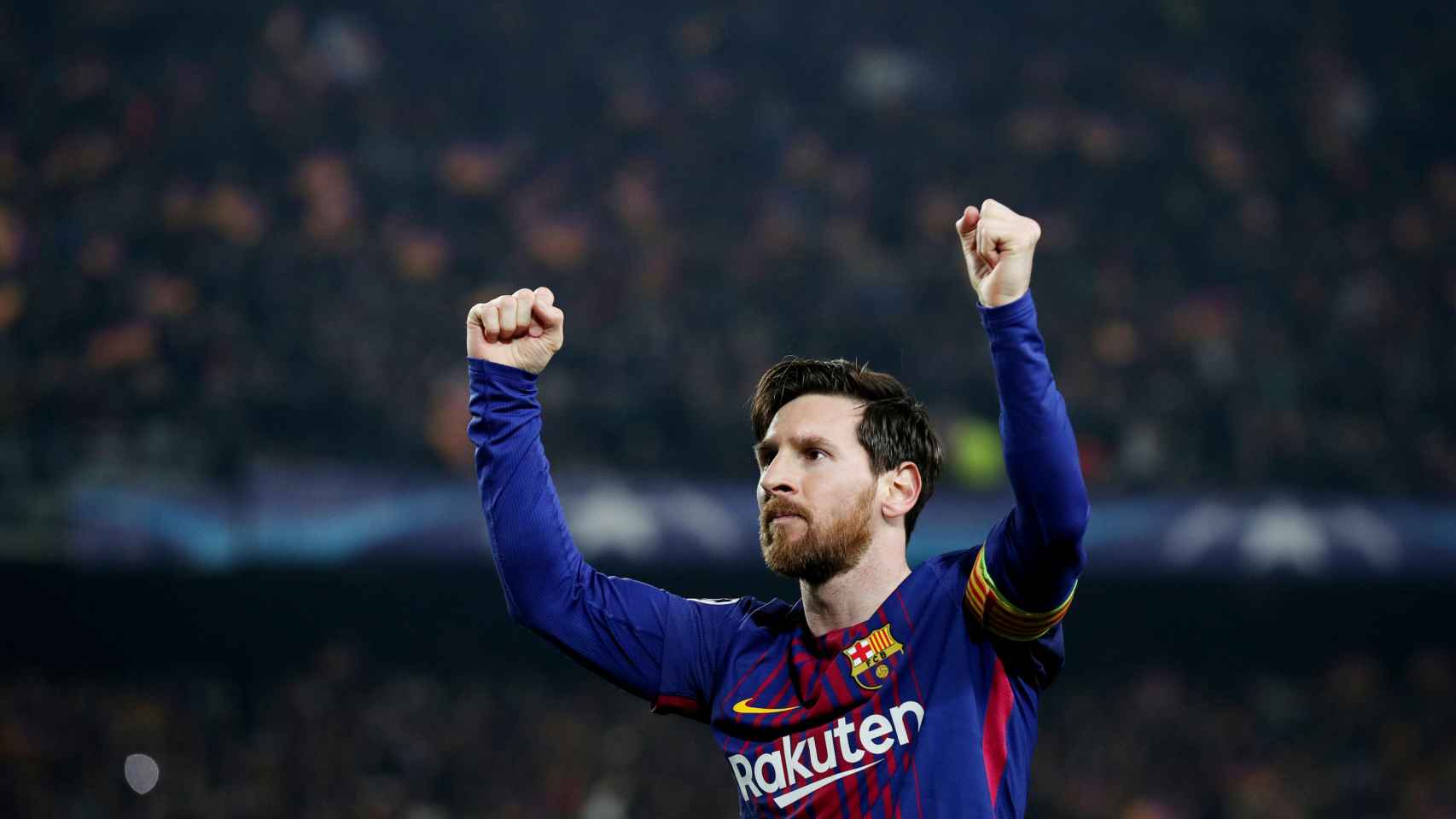 Messi celebra uno de sus goles al Chelsea.