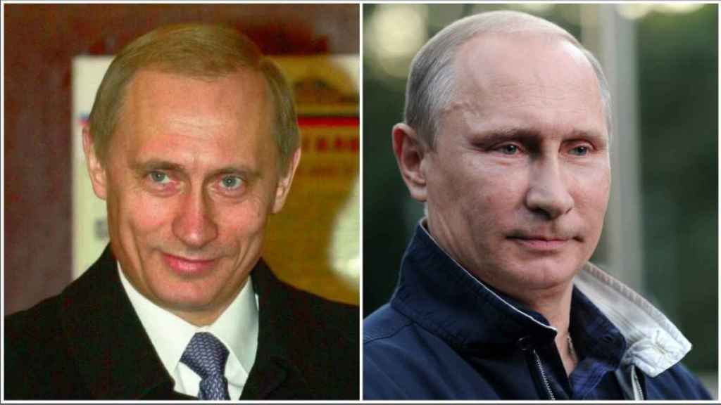 Vladimir Putin en el año 2000 a la izquierda y en una imagen reciente a la derecha.