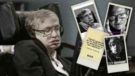 Stephen Hawking junto a los mensajes de los famosos en un montaje.