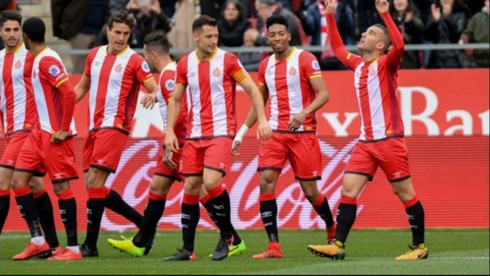 El Girona celebrando un gol. Foto: gironafc.cat