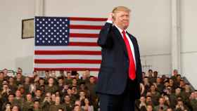 El presidente Trump, este jueves en San Diego (California) en un encuentro con marines.
