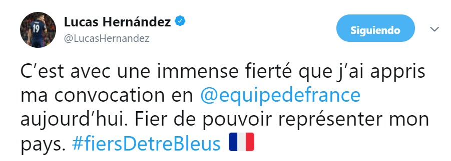 Lucas Hernández confirma que jugará con Francia