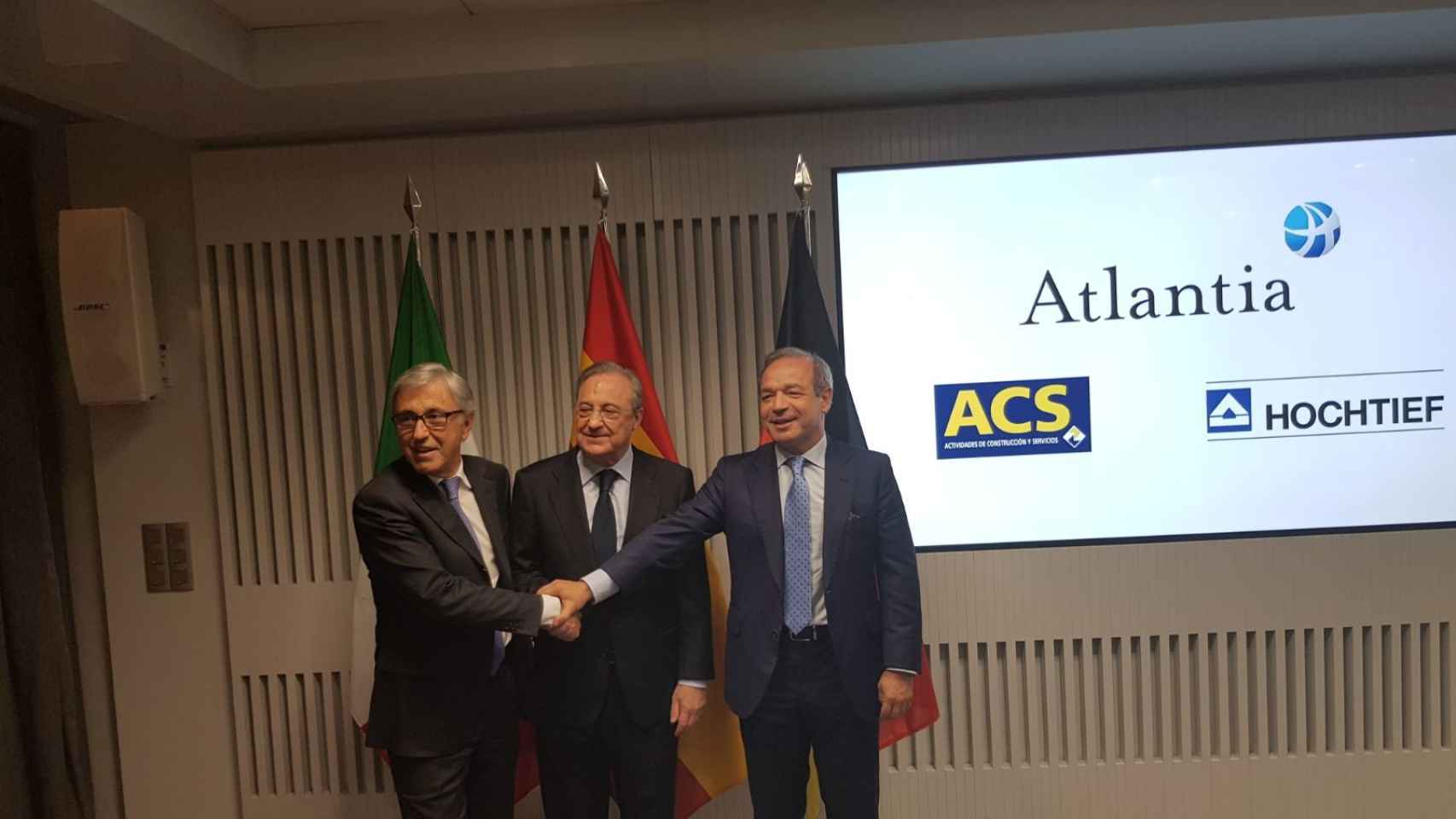 ACS, Hochtief y Atlantia en la firma de la alianza.