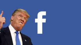 El expresidente de Estados Unidos, Donald Trump, junto a un logo de Facebook.
