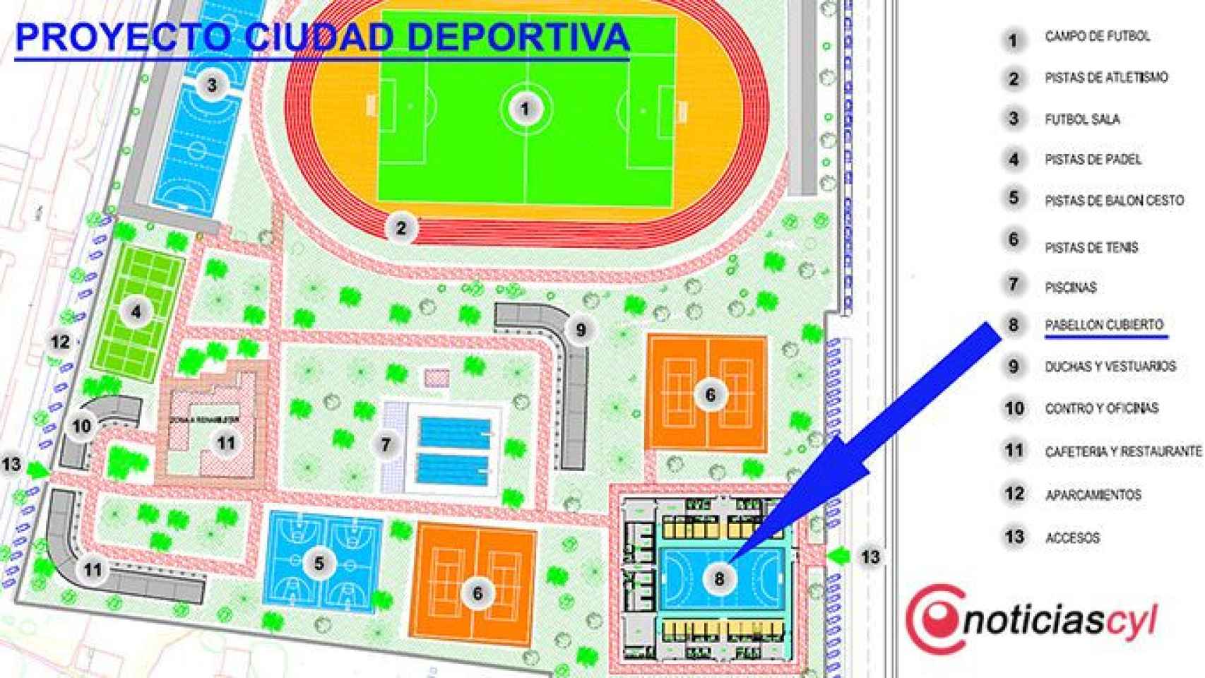 Plano proyecto Ciudad Deportiva, pabellon cubierto
