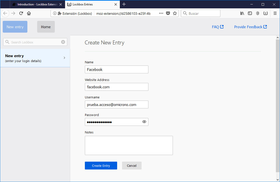 gestor de contaseñas mozilla firefox añadir nueva entrada