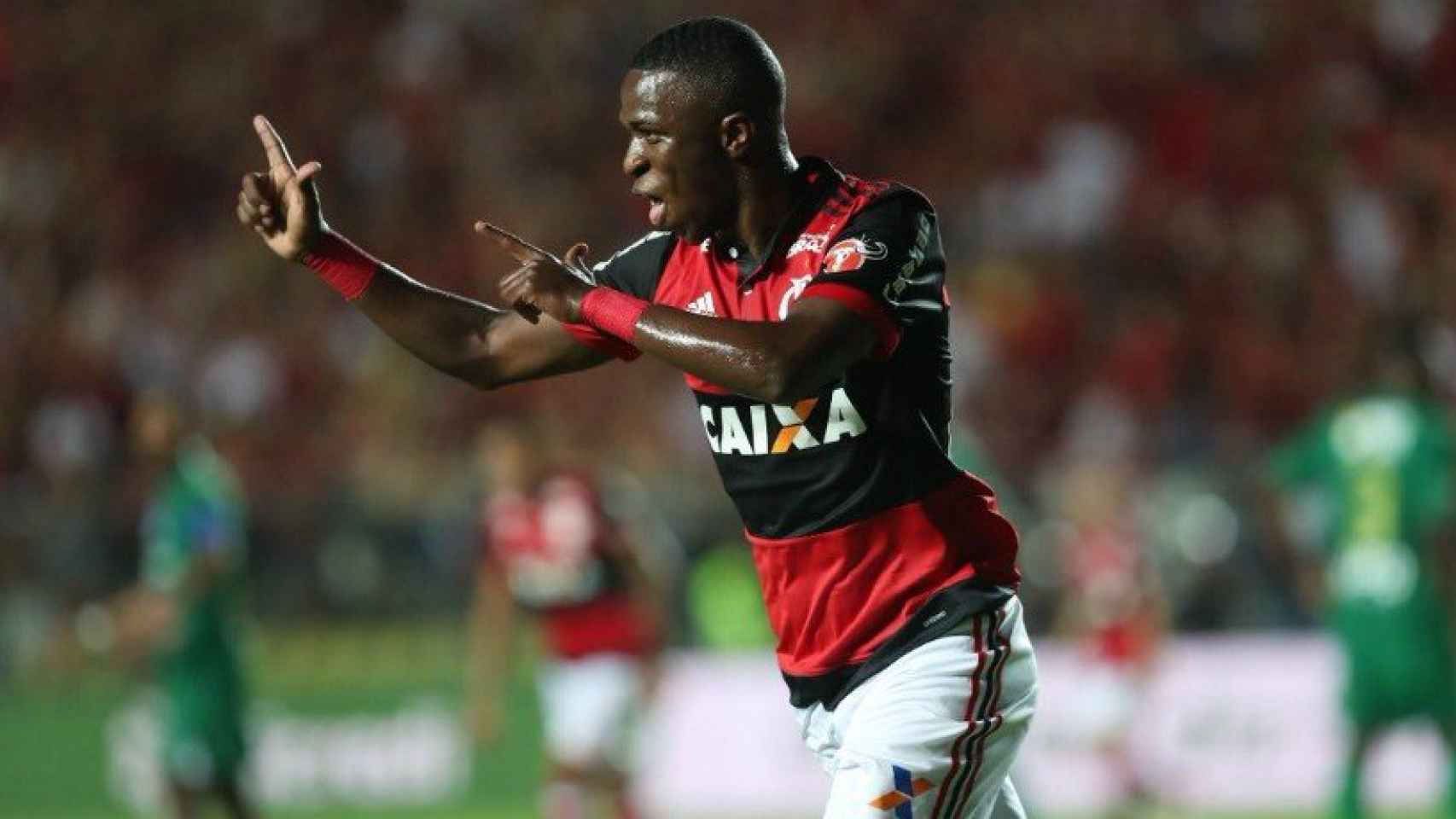 Vinicius celebra un gol. Foto Twitter (@Flamengo)
