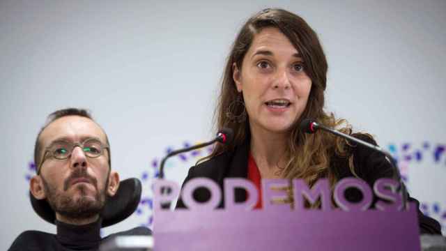 Los portavoces de Podemos Pablo Echenique y Noelia Vera.