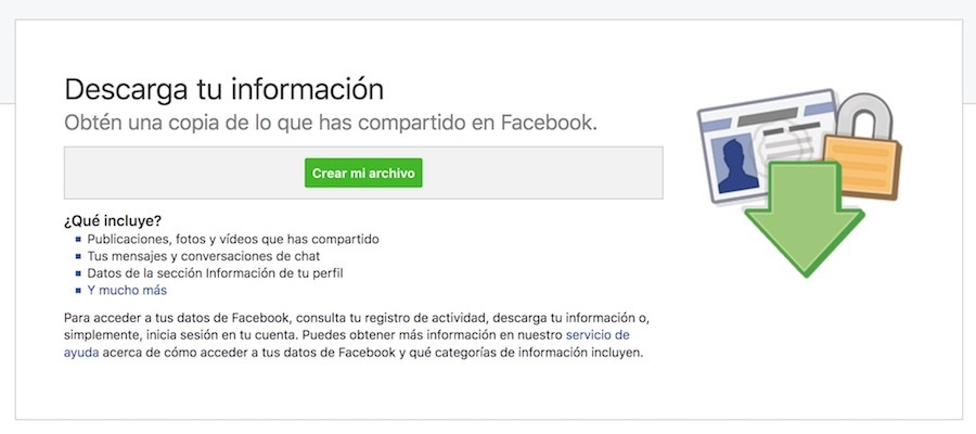 copia datos cuenta facebook