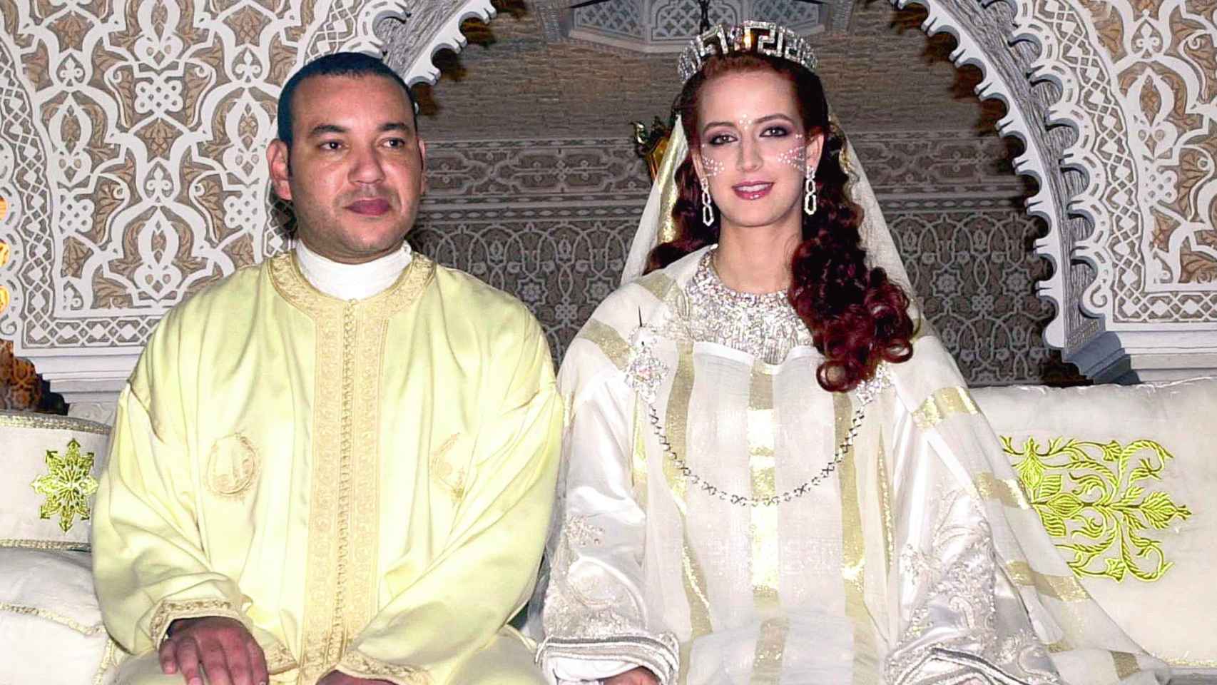 Mohamed VI y Lalla Salma durante su boda.