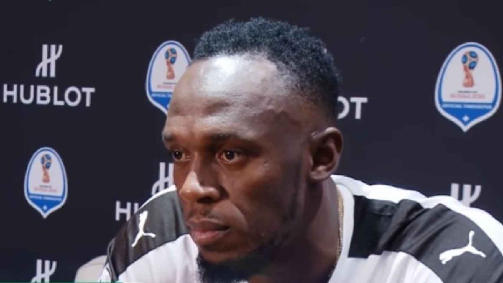 Usain Bolt, en la rueda de prensa del acto publicitario