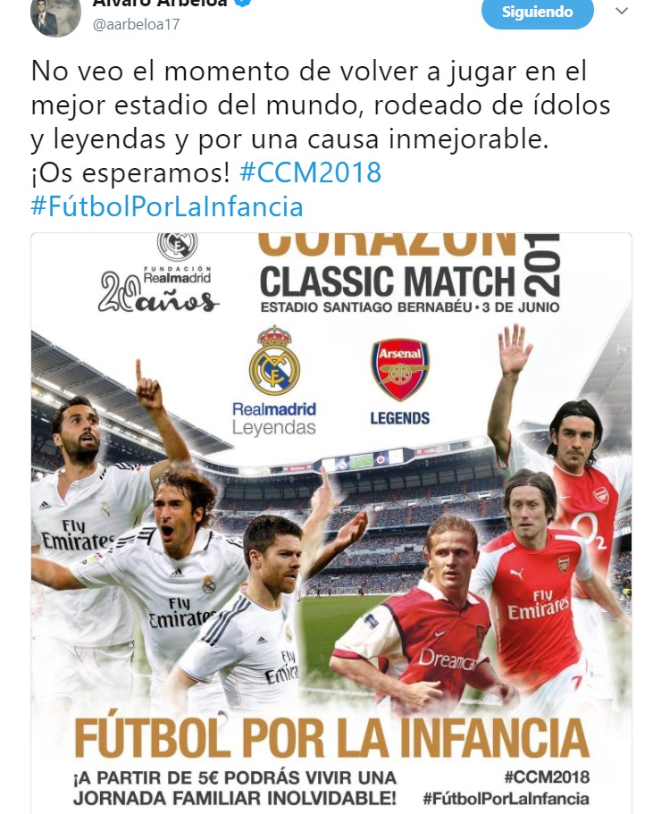 Arbeloa jugará el Corazón Classic Match