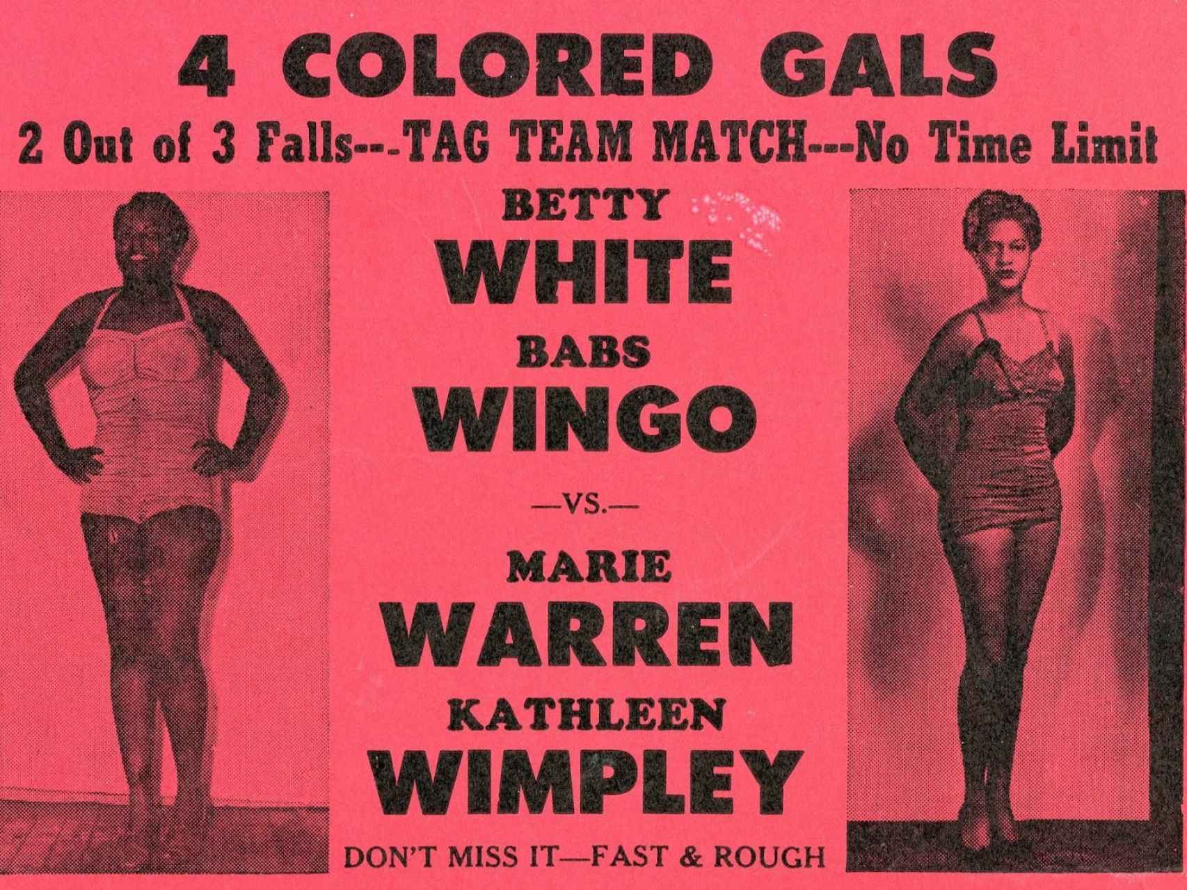 Cartel anunciador de una pelea en la que participaron Wingo y Wimpley.