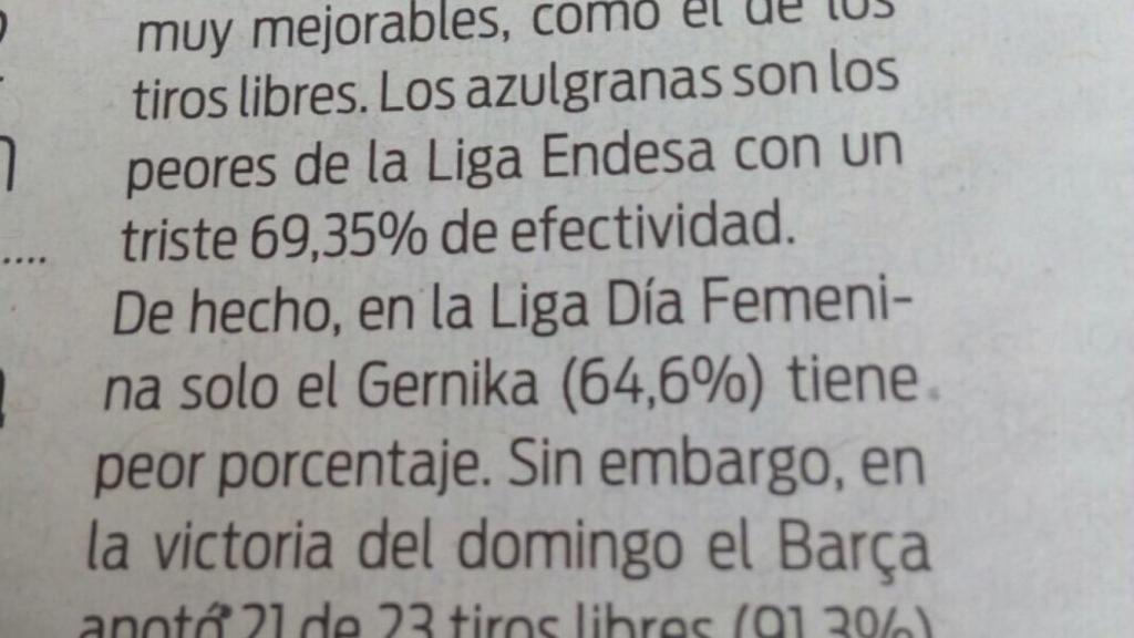 El fragmento de periódico que indignó a la exjugadora Marta Fernández.