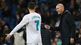 Zidane y Cristiano en un partido del Real Madrid.