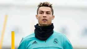 Cristiano Ronaldo, en un entrenamiento del Real Madrid
