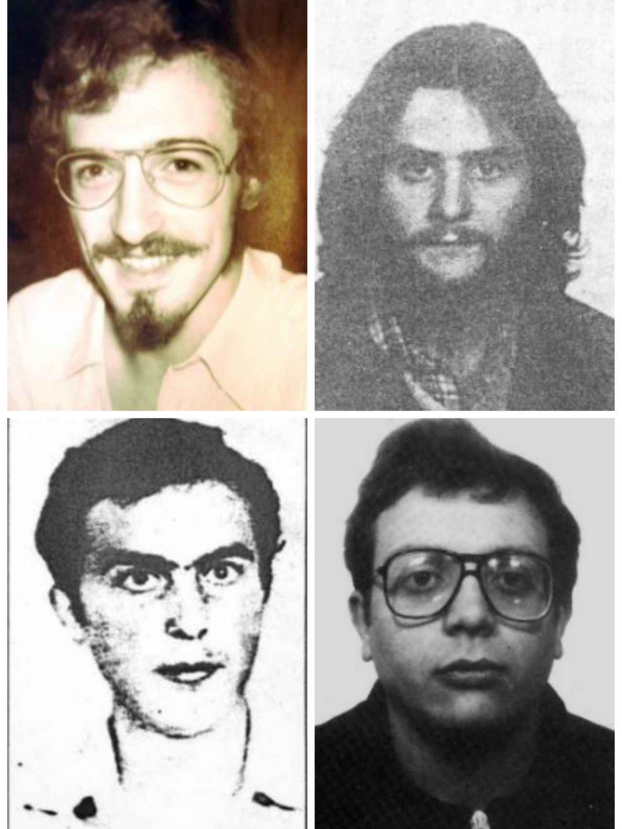 De izquierda a derecha y de arriba abajo: Martí Marcó, Félix Goñi, Toni Villaescusa y Quim Sánchez, los muertos de Terra Lliure