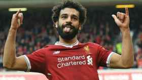 Salah celebra un tanto para el Liverpool. Foto: liverpoolfc.com