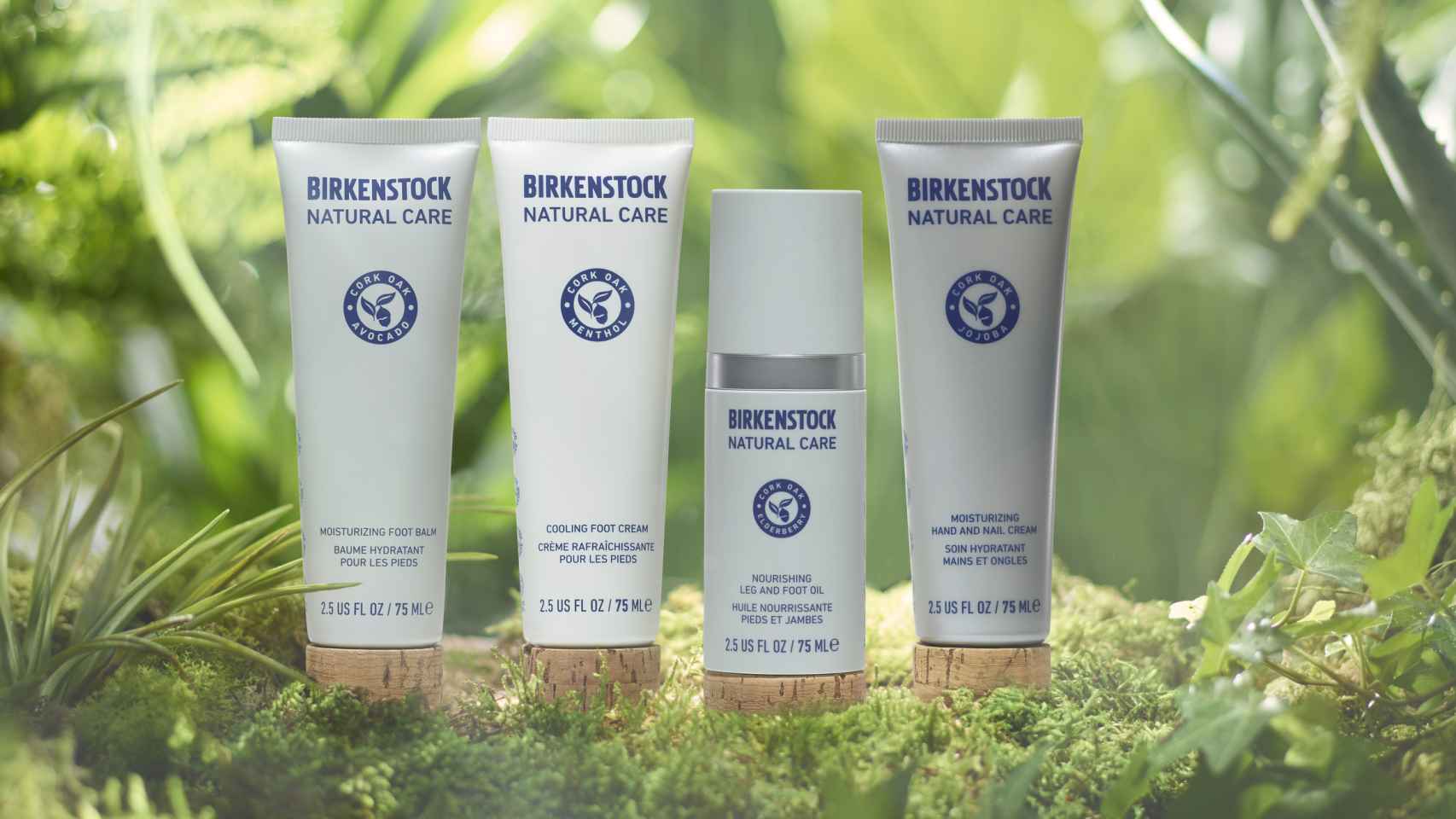 Imagen de los cuatro productos de la línea de Birkenstock Natural.