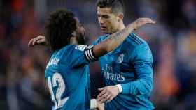 Marcelo y Cristiano Ronaldo en un partido del Real Madrid.