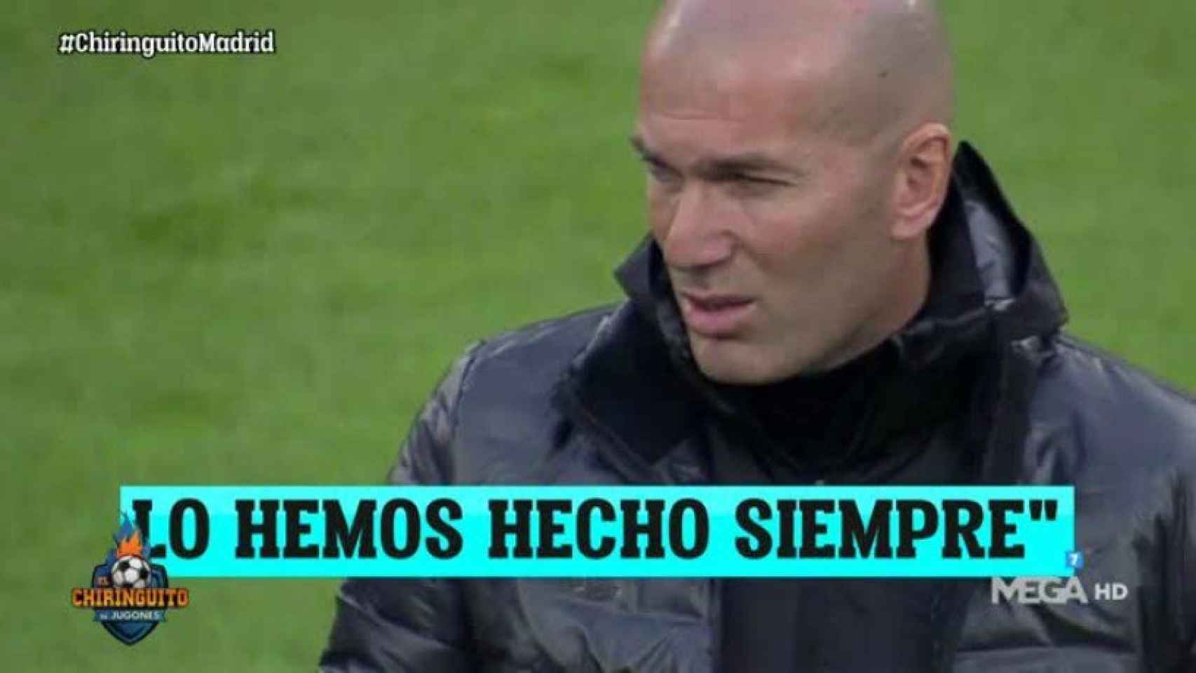 La charla de Zidane. Foto: Twitter (@elchiringuitotv)
