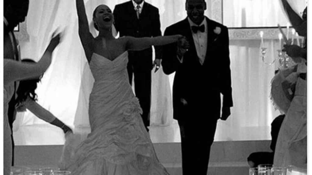 Beyoncé y Jay-Z el día de su boda. 4 de abril de 2008.
