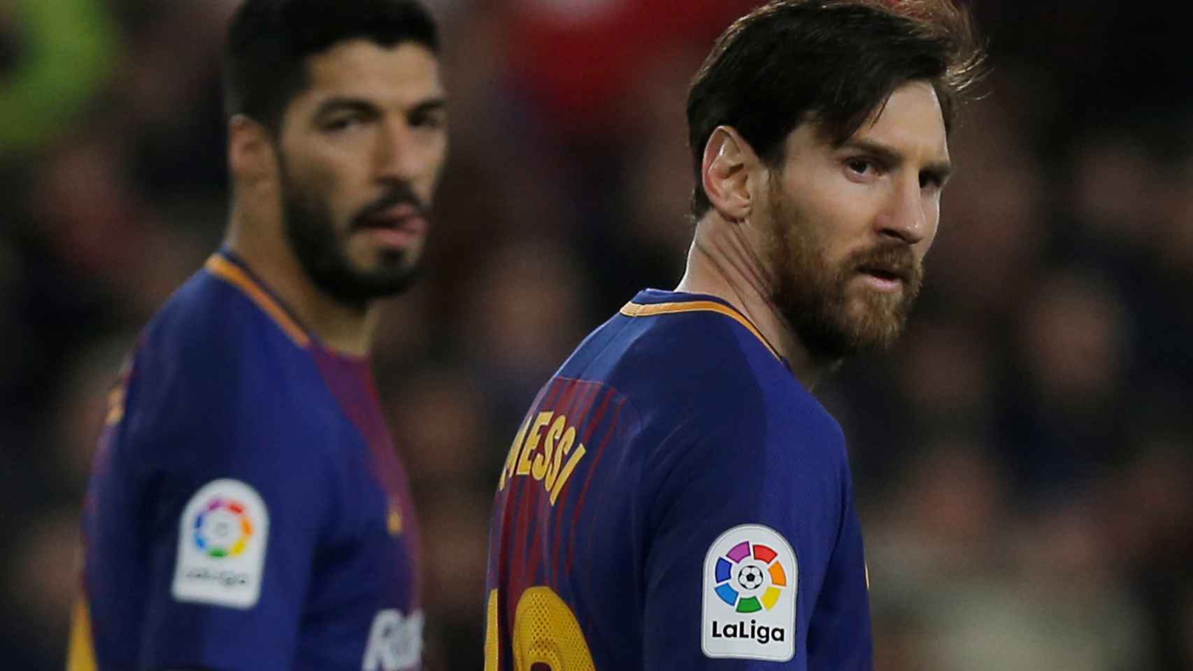 Leo Messi y Luis Suárez en un partido del Barcelona.