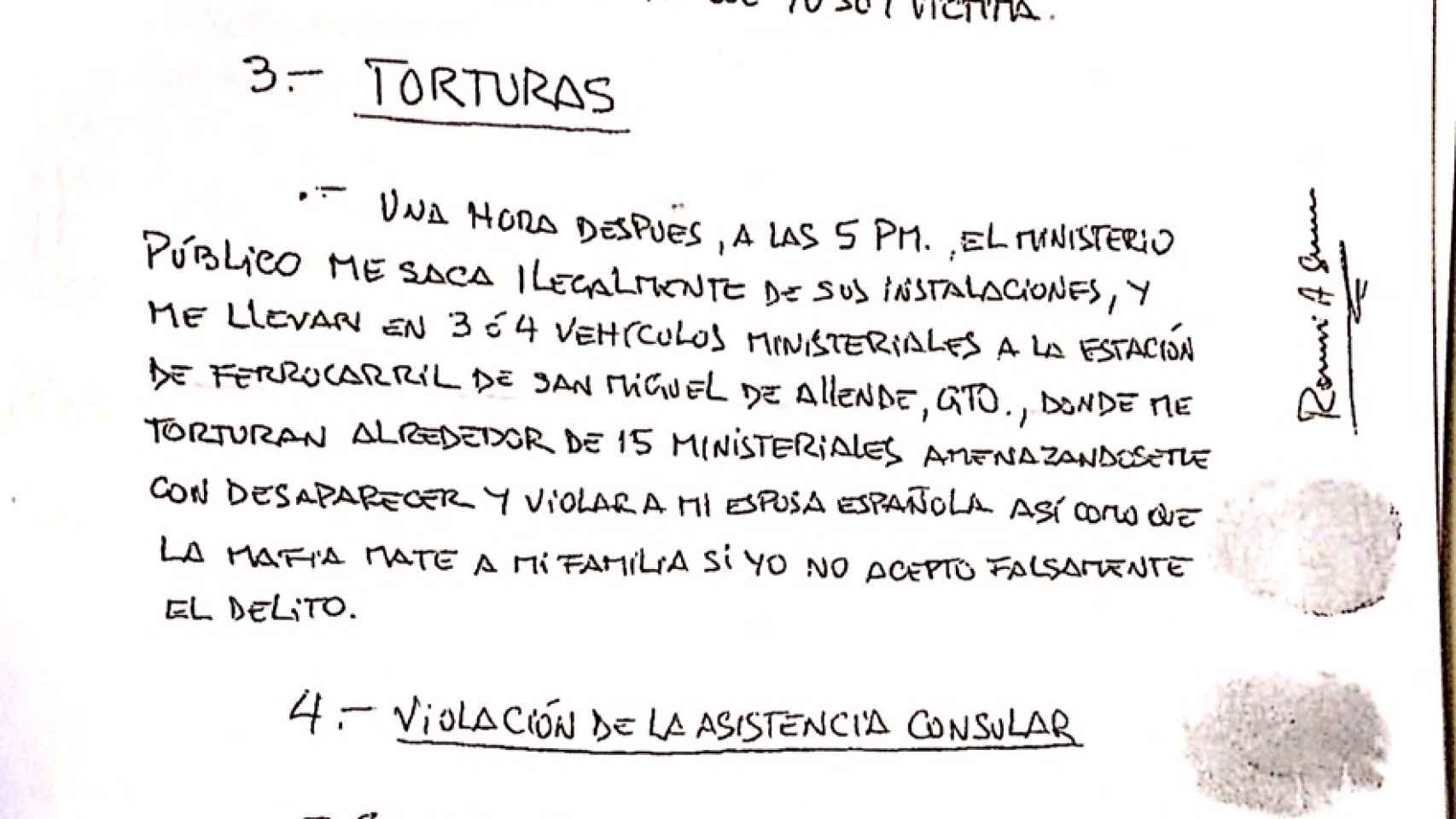 Carta enviada a las autoridades judiciales mexicanas por Raúl Julio Escobar Poblete.