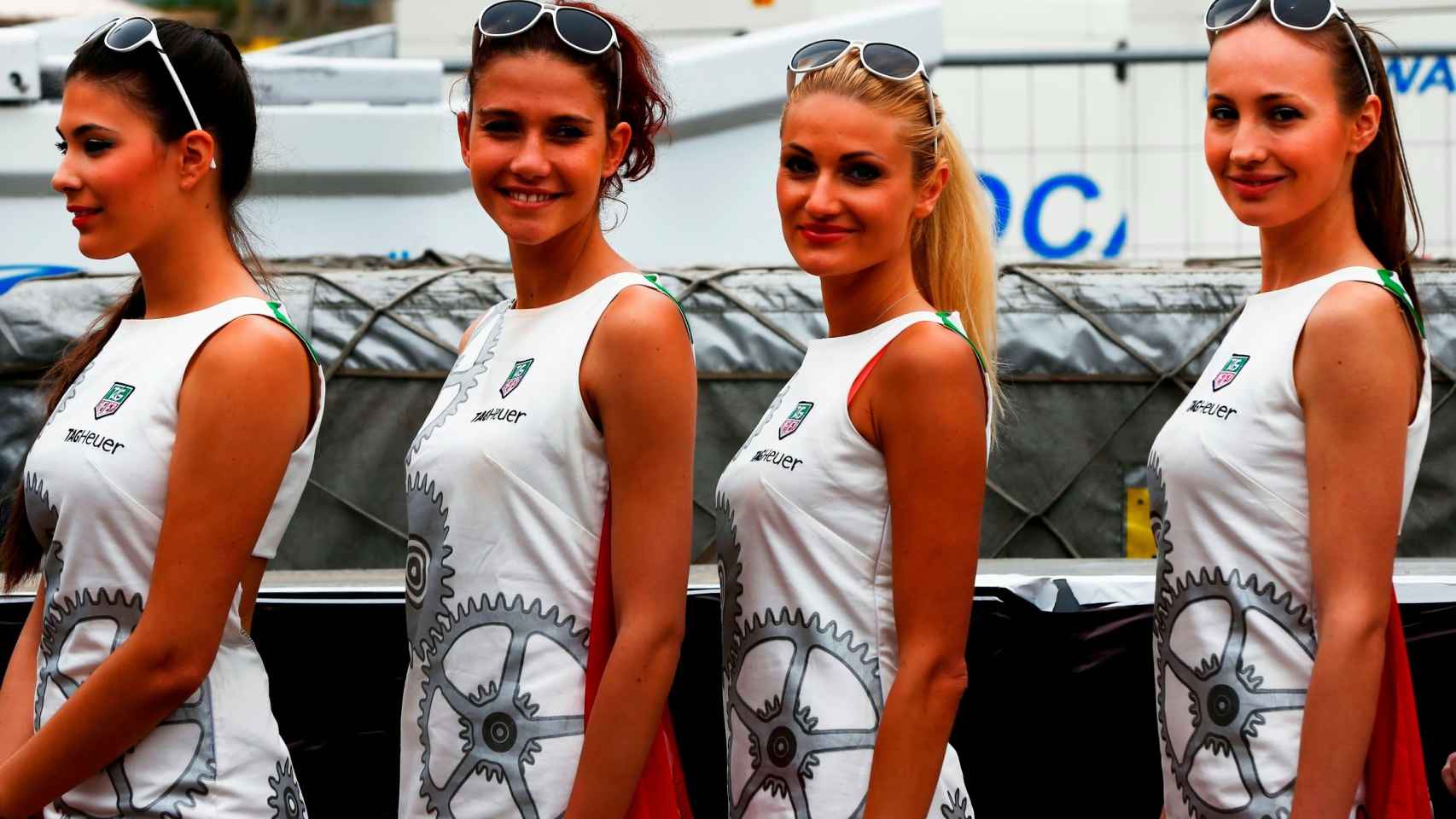 Las chicas de la parrilla en el Gran Premio de Mónaco de 2014.