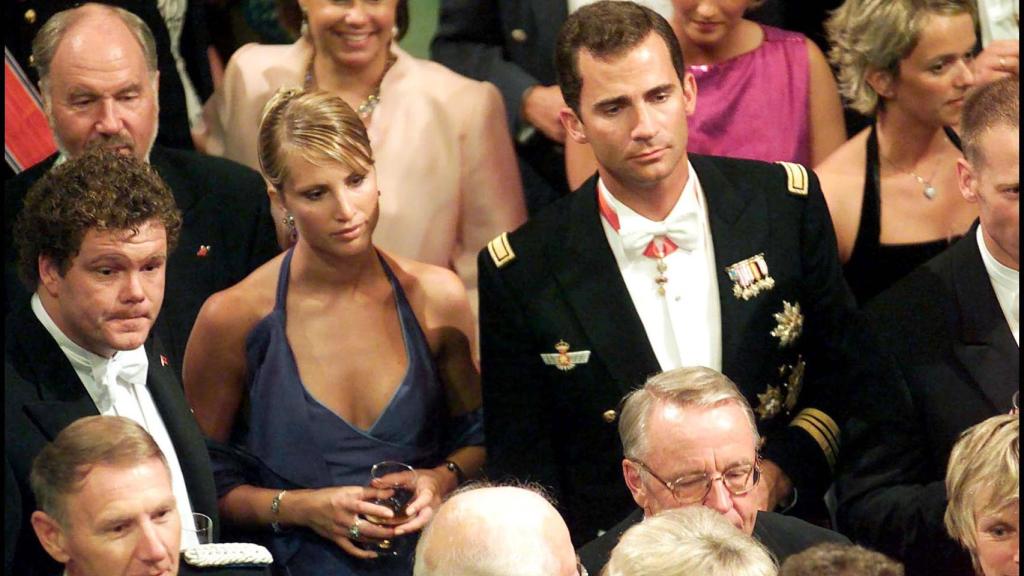 Eva Sannum y Felipe en la boda de Haakon de Noruega y Mette Marit.