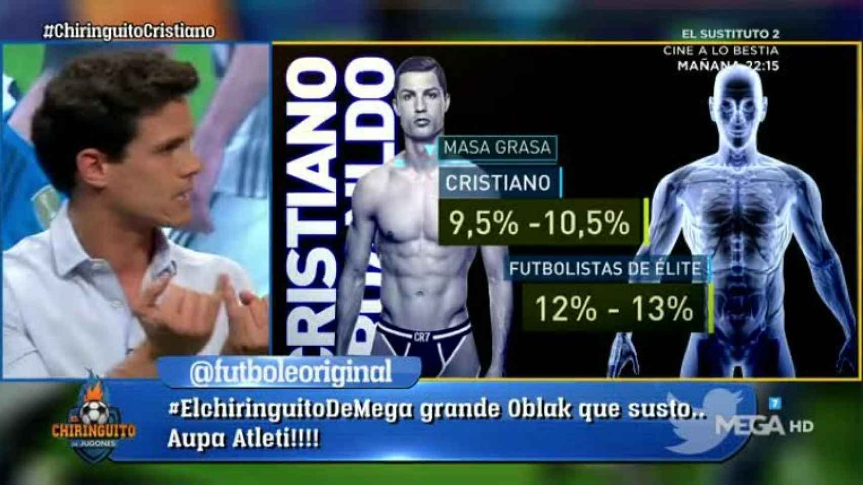 Edu Aguirre habla de Cristiano Ronaldo en El Chiringuito. Foto: Twitter (@elchiringuitotv).