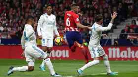 Casemiro, Varane, Koke y Sergio Ramos en el Atlético - Real Madrid de esta temporada.
