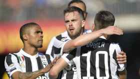 La Juventus celebra uno de los goles ante el Benevento. Foto: juventus.com