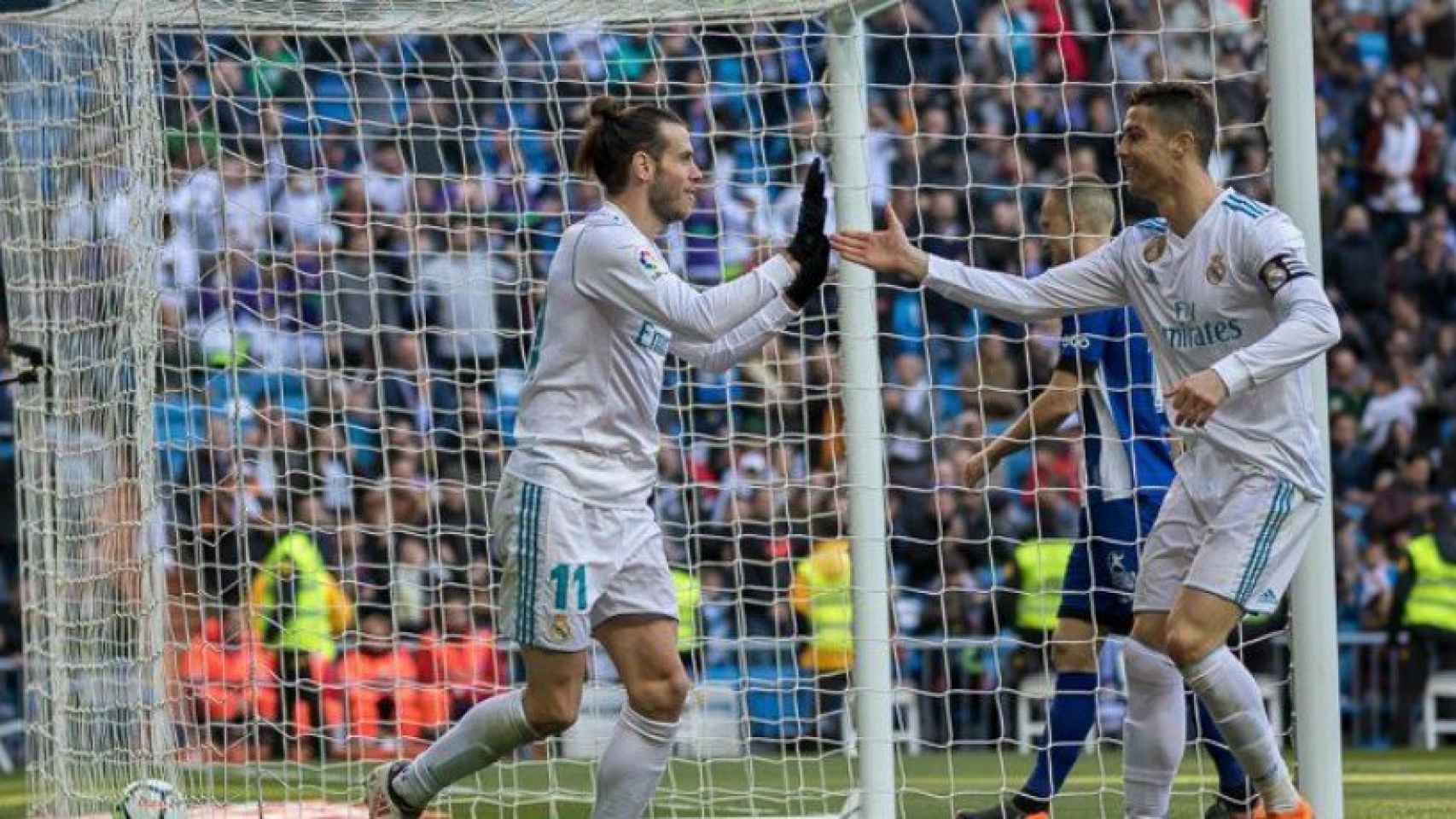 Bale y Cristiano celebran un gol. Foto: Pedro Rodríguez / El Bernabéu