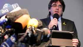 Puigdemont, durante su comparecencia ante los medios en Berlín