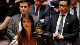 La embajadora de EEUU en el Consejo de Seguridad de la ONU, durante la propuesta de una investigación en Siria.